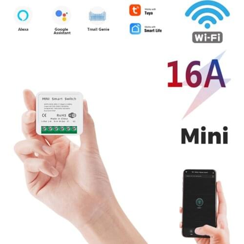 1PCS 16A 2 Way Control Mini Smart Wifi DIY Switch Universal Smart Home Switch, Works with Alexa Google Home Smart Life App