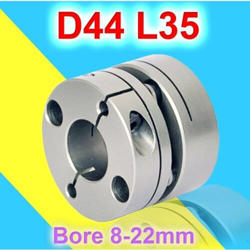 Single disc shaft coupler disk coupling, 8mm, 10mm, 12mm, 14mm, 15mm, 17mm, 19mm, 20mm shaft size Diameter 44mm, Length 35mm
