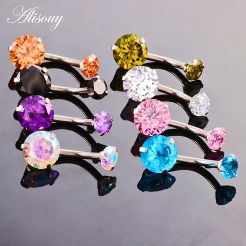Alisouy 1 PC New Fashion Women Belly Body Piercing Flower Rhinestone Crystal Surgical Steel Navel Ring Sexy Jewelry Nice Gift
