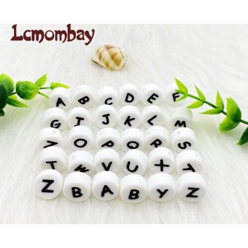 10pcs 12mm silicone letter beads Bpa free flat round molar beads baby teether DIY baby pacifier personalized accessories