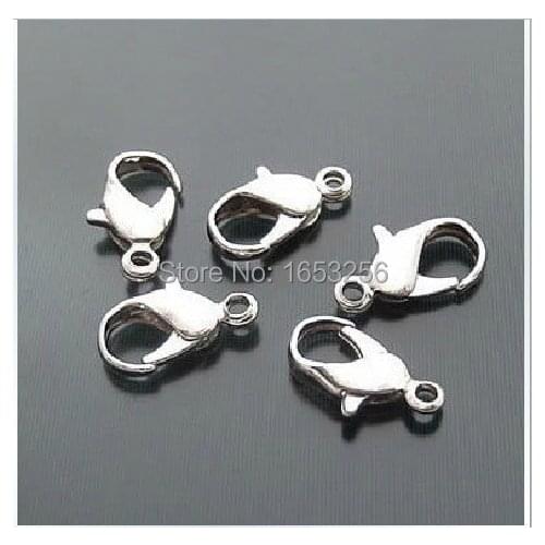 100pcs/ Lot 13mm size Shinny 316L Stainless Steel Buffing Lobster Clasp fit necklace