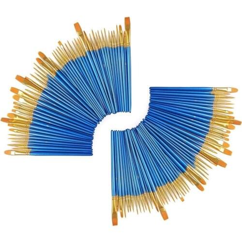 100 Pieces Paint Brush Set Professional Paint Brushes Artist for Watercolor Oil Acrylic Painting (10-Pack 100PCS)