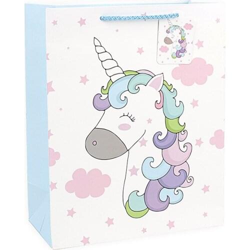 12pcs Cute Blue/Pink Clothing Packaging Bags Wedding Party Children Day Gift Bag With Handle