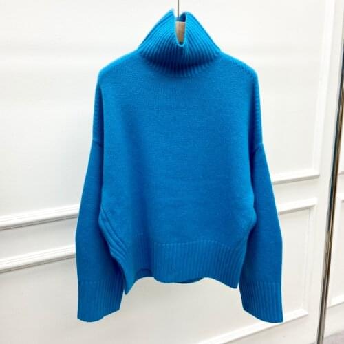 2021 new women fashion long sleeve sexy high neck cashmere wool sweater 0909