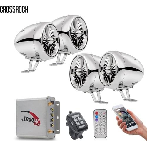 4 Channel Bluetooth Waterproof ATV UTV RZR Motor Stereo Speakers Audio FM USB SD