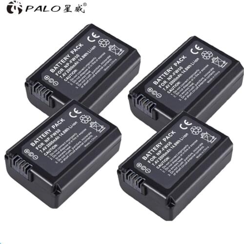 PALO 4Pcs NP-FW50 Camera Battery NPFW50 NP FW50 for SONY A5000 A5100 A7R NEX5 5R 5N A6000 A7 NEX6 NEX7 NEX5R NEX5N