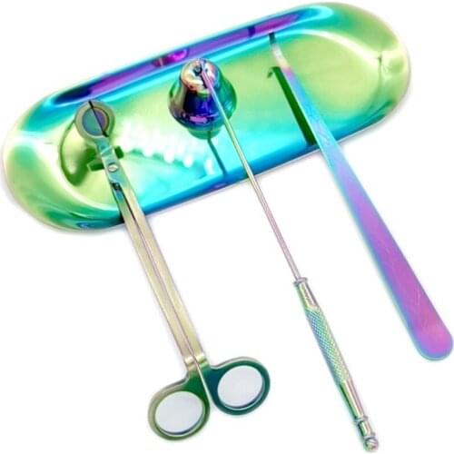 4-Piece Full Set Household Gadgets Fashionable Small Tools With Candle Extinguisher Hook Candle Cutter Horn Extinguisher Tray