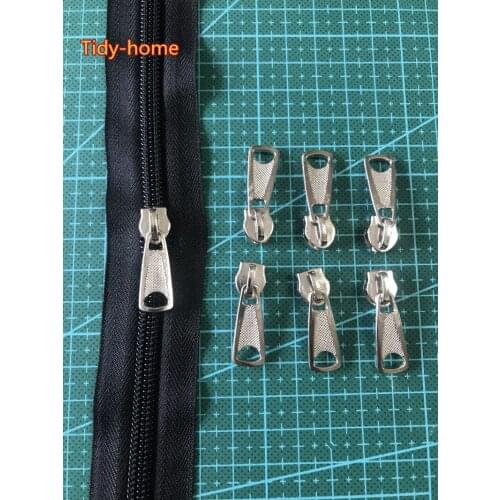 5Meters/lot No.5 Nylon Zipper With 10piece Zipper Sliders Backpack Zipper Quite Cover Zipper Black Zipper