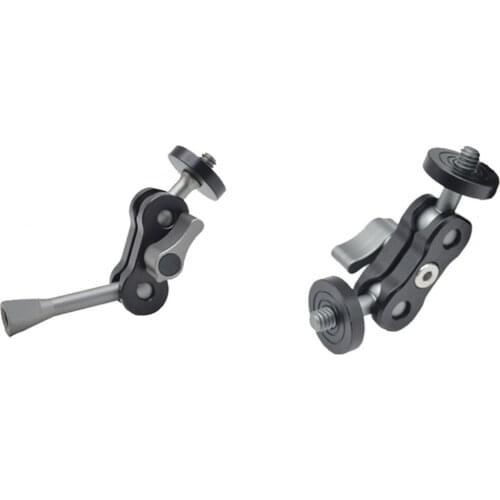 Double Ball Head Shoe Mount Adapter Tripod Magic Arm 1/4" Screw GPS Phone LCD Monitor DV Video Light DSLR Camera