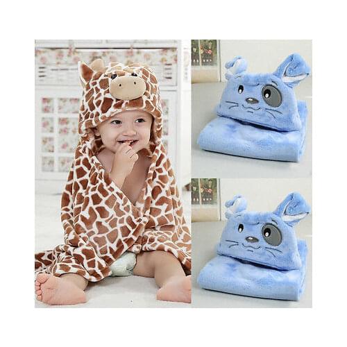 100cm Bear Shaped Baby Hooded Bathrobe Soft Infant Newborn Towel Giraffe Towel Blanket Baby Bath Towel Cartoon Patter Towel hot