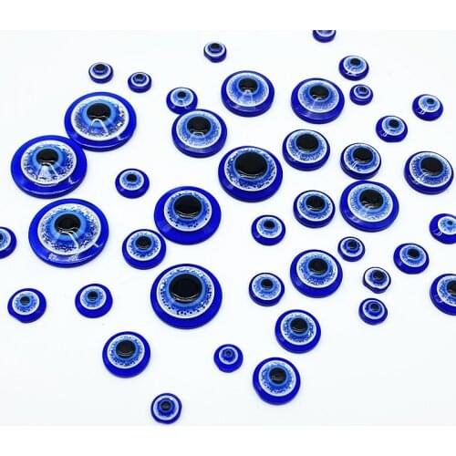 6-18mm Blue Half Round Shape Spacer Beads Evil Eye Beads Resin Flat Back Beads For Jewelry Making