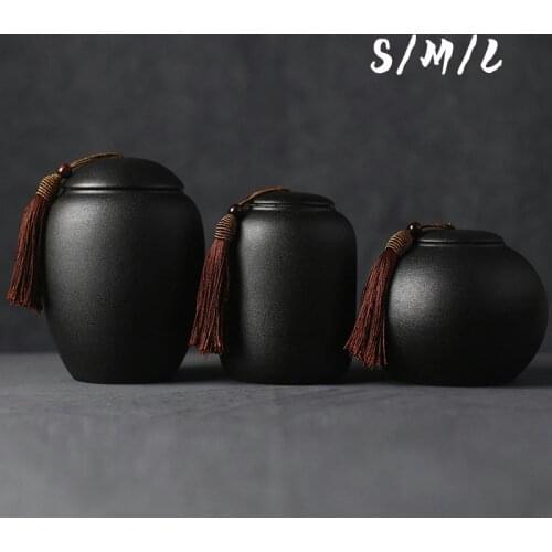 Black Ceramics Ash Urn Sealed Cremation Funeral Ashes Keepsake Small Animals Pet Dog Cat Memorial Suitable Fireplaces Burial