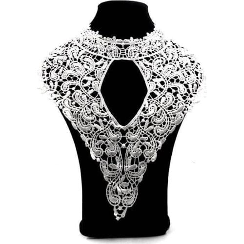Elegant White Embroidery Lace Corsage Collar Neckline Trim Lace Decor Fabric Evening Dress Appliques Diy Sewing Embellishments