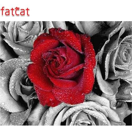 FATCAT Full Diamond Painting rose Red 5D Diamond Embroidery Cross Stitch Mosaic Needlework Crafts Christmas white black AE444