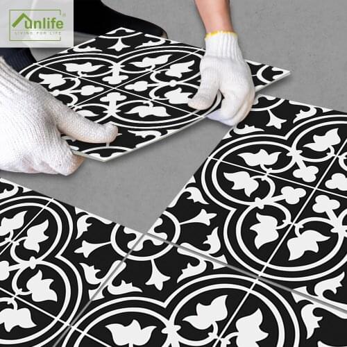 Funlife® Monochrome Clover Peel & Stick Floor Stickers Anti-Slip Waterproof Self-Adhesive Ground Stickers for Kitchen Bathroom
