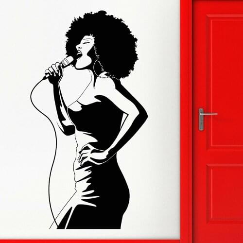Hot Sexy Girl Wall Stickers For Bedroom Black Lady African Singer Vinyl Wall Decal For Bathroom Nodic Home Decoration W803