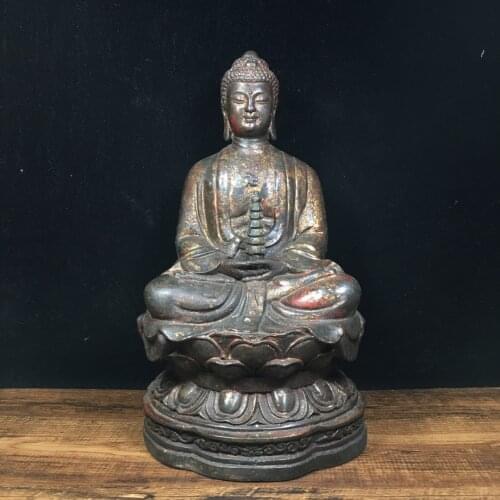 10"Chinese temple collection Old Bronze Lacquer Cinnabar Chinese Zodiac Dragon Statue treasure bowl Lucky Rui Beast Town House