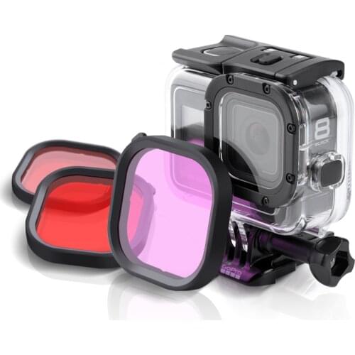 Filters Kit Red Magenta Snorkel Lens Red Color Filter for GoPro HERO 8 Black Super Suit original Housing Case Accessories