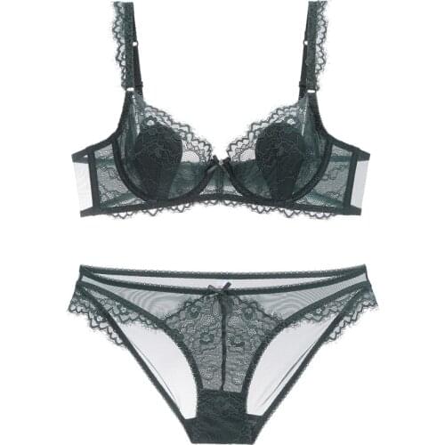 32-42 A-D Bra brief sets sexy bra sets cotton ultrathin lace sexy embroidery underwear women brassiere transparent lash lingerie