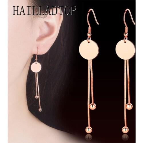 Round Earring Base Round Depant Tassel Long Earrings Gold Silver Color Dangling Earrings Beads Hook Earrings Geometric Hanging
