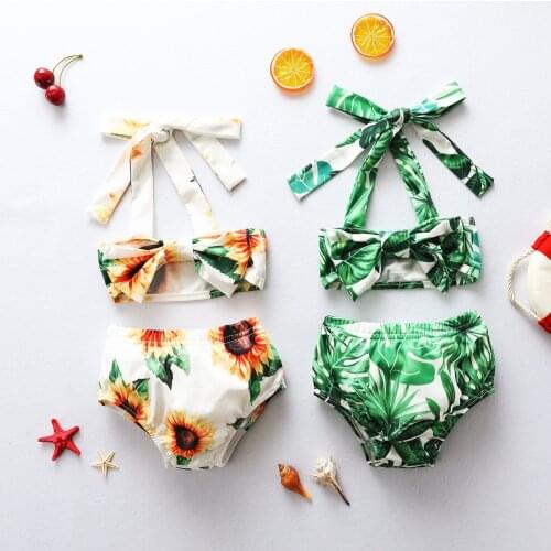 0-24 Month Summer Baby Split Swimsuit Flower Infant Toddler Romper Bikini Set Halter Top Girls Bathing Suits Childrens Swimwear