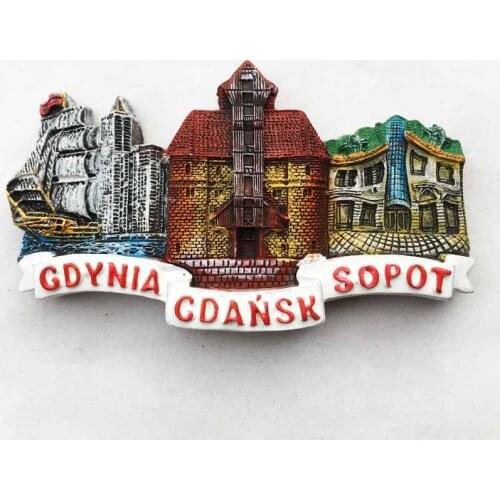 Lychee Gdansk Poland Fridge Magnets Building Refrigerator Magnetic Sticker Home Decoration Travel Souvenirs