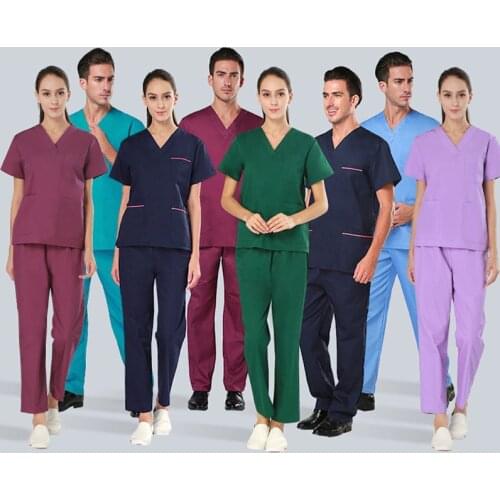 Plain Nurse Workwear Scrub Uniform O.R. V Neck Top and Pant Summer Winter Beautician Pet Vet Healthcare Outfit M-XSY