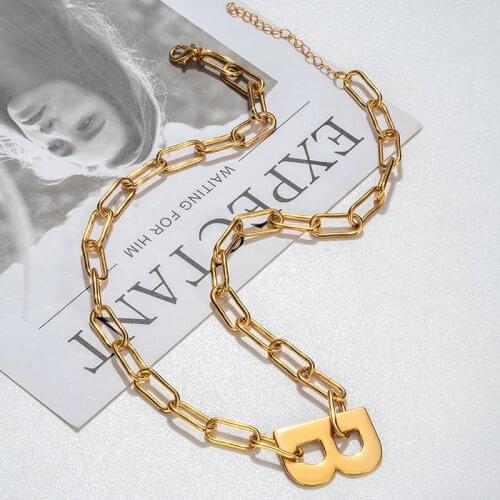 Fashion Pendants Necklaces For Women Gold Color Big Letter B Metal Choker Chain Necklace New Design Jewelry Charm Party Gifts