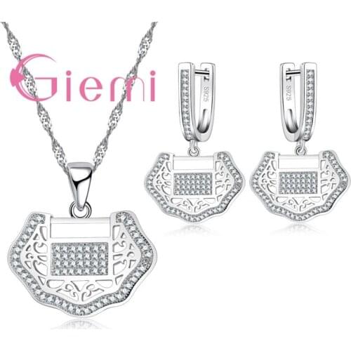 925 Sterling Silver Cubic Zirconia Peace Lock Shaped Ladies Jewelry Set Cheaper Price Discount Girls Boys Birthday Gift