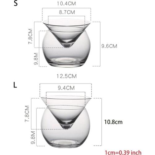 YYSD Molecular Mixology Interlayer Triangle Cocktail Iced Crystal Wine Glass Cone Martini Globular Set Bartender Special Cup