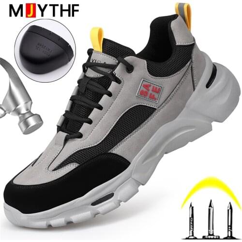 New 2021 Safety Footwear Man Work Sneakers Anti-puncture Steel Toe Shoes Boots Work Protective Shoes Security Boots Lightweigh