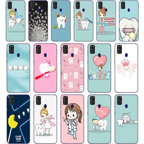 66 Funny Cartoon Dentist Dental Crowned Soft Silicone Tpu Cover phone Case for Samsung Galaxy M11 M21 A20 A20E A20S S10 S20 Plus