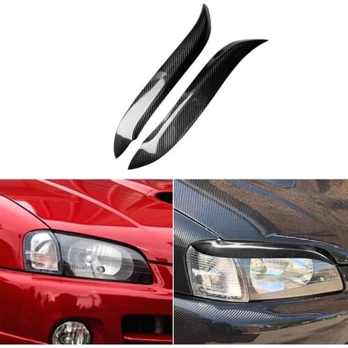 For Toyota Starlet Glanza EP91 1996-1999 Real Carbon Fiber Headlight Cover Eyebrows Eyelids Car Sticker Trim Protector
