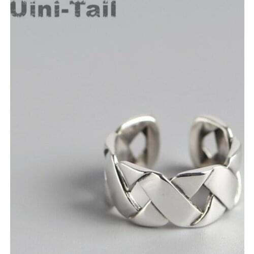 Uini-Tail 2019 new listing 925 sterling silver fashion personality trend weaving open ring fashion trend temperament dynamic