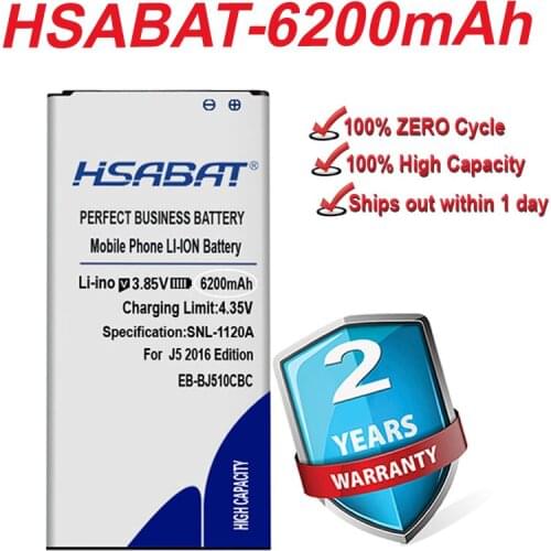 HSABAT New Battery for Samsung Galaxy J5 2016 Edition j5109 j5108 J510 6200mAh EB-BJ510CBC J510FN J510F J510G J510Y J510M