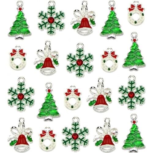 19/20/30Pcs/Set Multicolor Mixed Christmas Charms Enamel Pendants DIY Jewelry Making Accessories