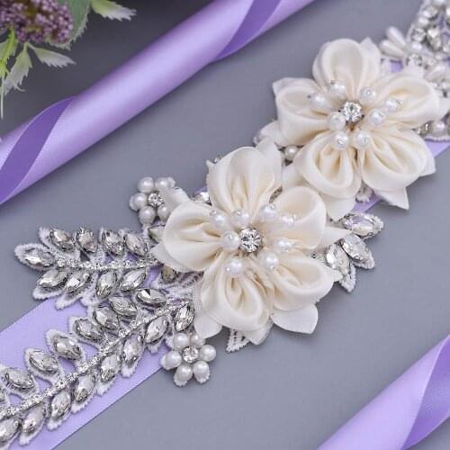 OLOMLB Luxury Wedding Dress Belts Many Colors Crystal Bridal Belt Rhinestones Flower Bridal Sash For Wedding Decoration