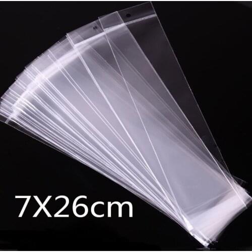 7X26cm Wholesale 100pcs Jewelry Packaging & Display Hanging Hole Clear Mini Small OPP BagsSelf Adhesive Seal Plastic bag