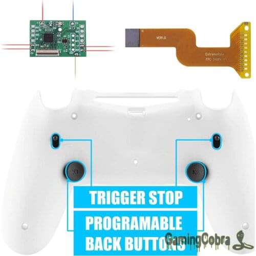 Soft Touch White Dawn 2.0 FlashShot Back Shell & 2 Back Buttons & 2 Trigger Lock for PS4 Controller JDM 040/050/055