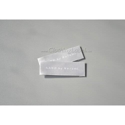 Custom selvage woven labels for clothing, satin silky hand feel, high quality, accept small order
