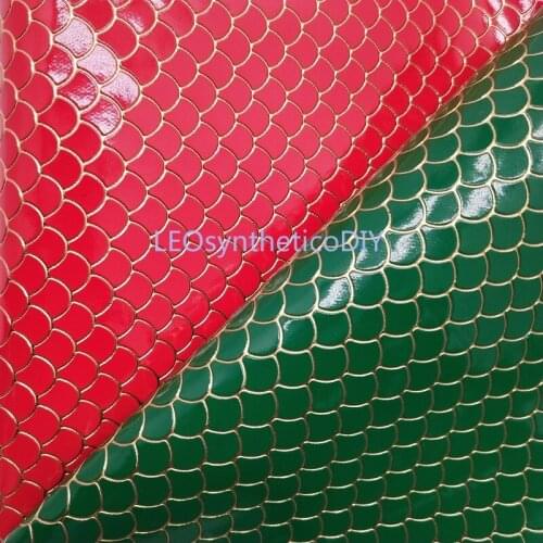 1PC 21X29CM Synthetic Letaher, Cuero Sintetico Mermaid Faux Leather Fabric for Christmas LEOsyntheticoDIY T207A