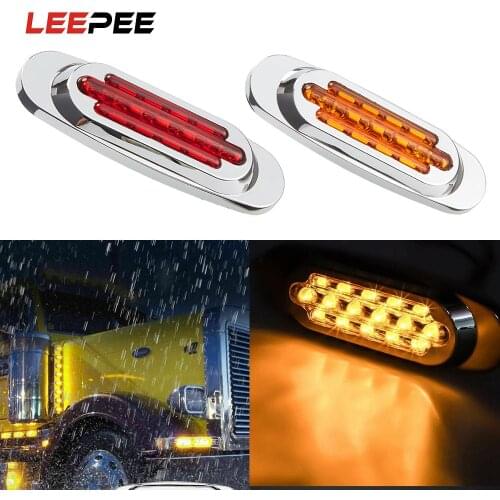 16 LED Flash Light Car Turn Signal Light Corner Side Marker Lights Red Yellow Outline Lamp for Truck Trailer Van Bus 12V/24V