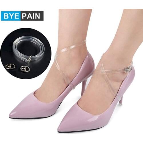 2Pair Womens Detachable TPU Shoe Straps,High Heels Anti-loose Shoelace Accessories