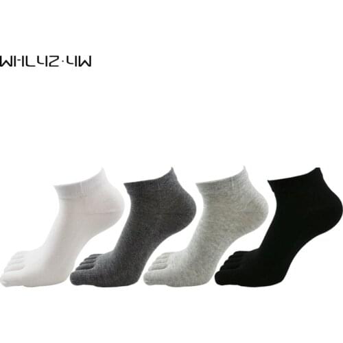 5 Pairs/Lot Pure Cotton Ankle No Show Socks With Toes Solid Breathable Deodorant Invisible Five Finger Socks Brand EUR39-45