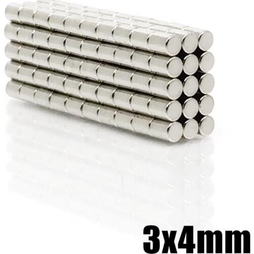 50/100/200/500/1000Pcs/lot 3 x 4 mm Mini Super Strong Rare Earth Disc Neodymium Magnets 3*4mm Craft Round Magnet 3x4