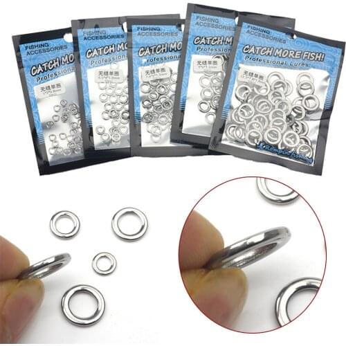 50pcs Heavy Duty Fishing Solid Ring Stainless Steel Seamless Split O Ring Swivel Knot Lure Tools Pesca Iscas Fish Tackle Tools