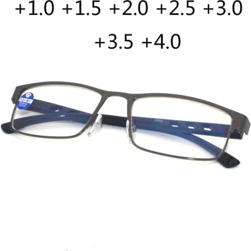 Anti-blue light Metal Frame Resin Reading Glasses Men Women Hyperopia Prescription Eyeglasses +1.0 +1.5 +2.0 +2.5 +3.0 Diopter