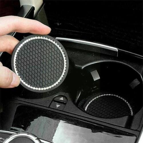 Car Water Coaster Diamond-studded Coaster Round Storage Non-slip Car Mat Silicone Supplies Mat Car Mat Car T1K4