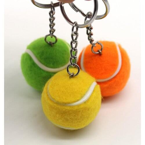 Key Ring Soft Lovely Flocking Mini Sport Ball Tennis Keychain for Kids