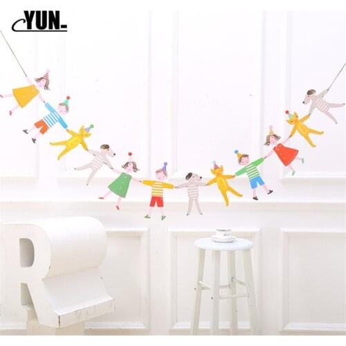 Paper Bunting Wholesale Cute Cartoon Character Animal Bunting Birthday Festival Party Shooting Decoration Props 75D